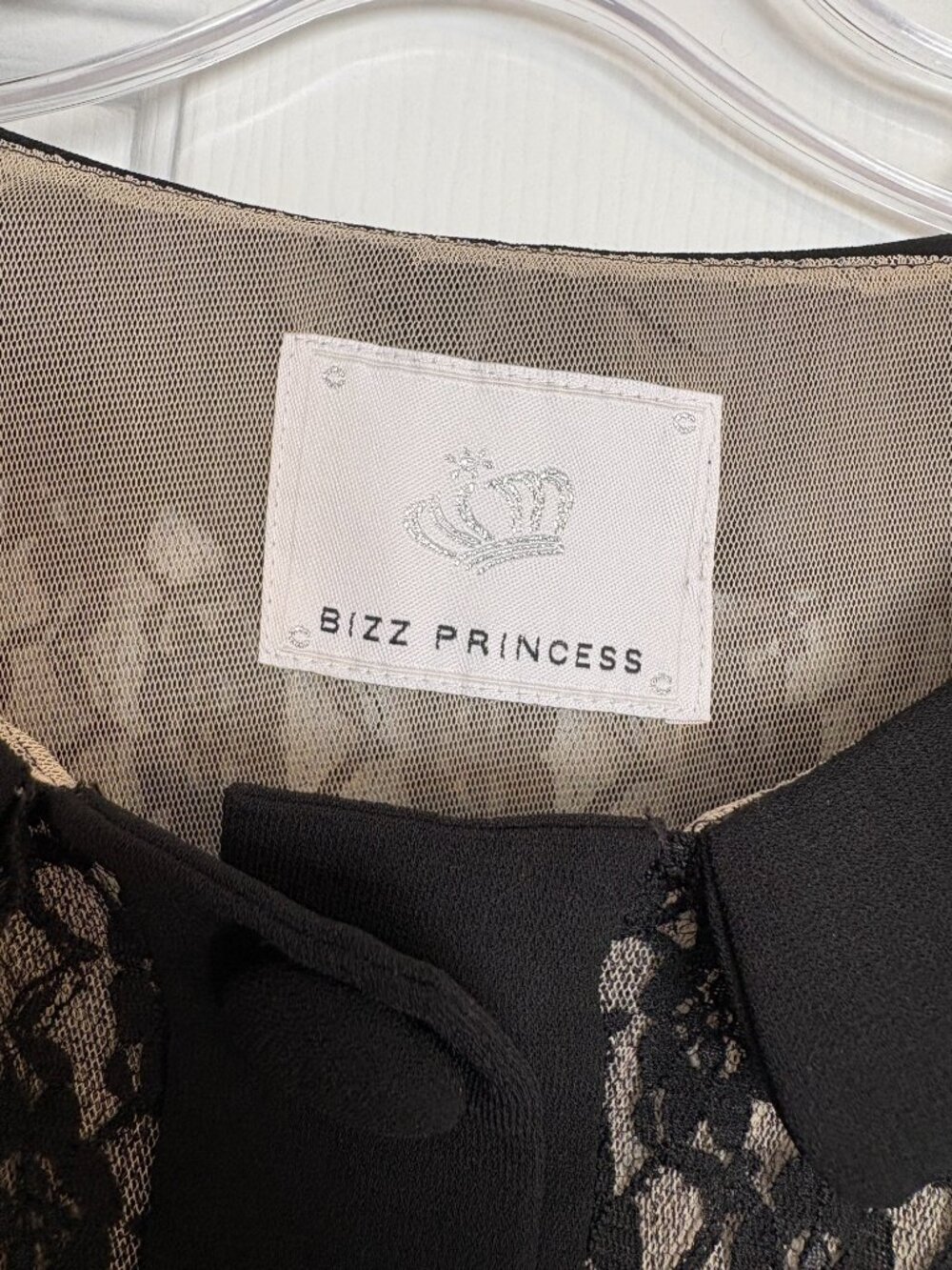Bizz Princess Black Lace Peter Pan Collar A-Line Dress Size Large - Picture 4 of 5